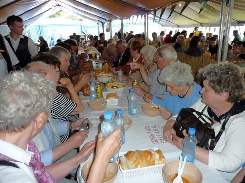Picture 27 – . . . the hearty bean soup, a Serbian favorite dish,  tastes especially good to all.